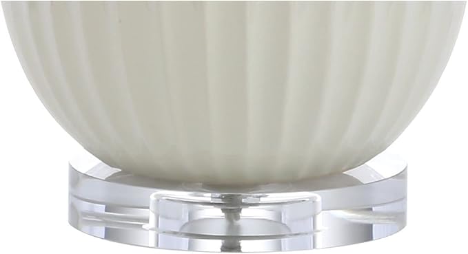 JONATHAN Y JYL8019A 28.25" Cream Contemporary Ceramic Gourd Table Lamp for Living Room, Bedroom, Transitional Bedside Nightstand Lamp with White Linen Drum Shade and Crystal Base, LED Bulb Included