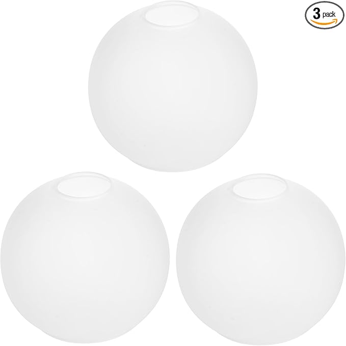 3 Pack White Frost Glass Shade Replacements, Globe Glass Lamp Shade Covers for Light Fixtures, 1.65 Inch Fitter Globes Lampshades for Wall Sconces Chandelier Pendant Lights Bath Vanity Lights