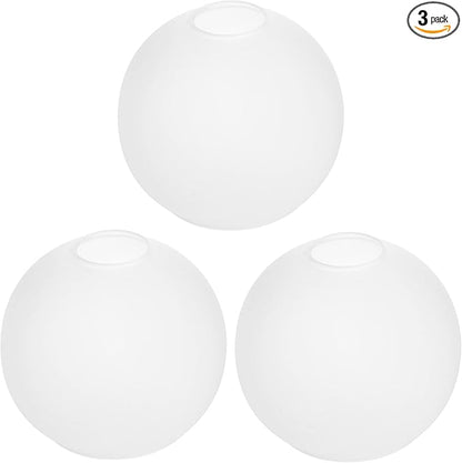3 Pack White Frost Glass Shade Replacements, Globe Glass Lamp Shade Covers for Light Fixtures, 1.65 Inch Fitter Globes Lampshades for Wall Sconces Chandelier Pendant Lights Bath Vanity Lights