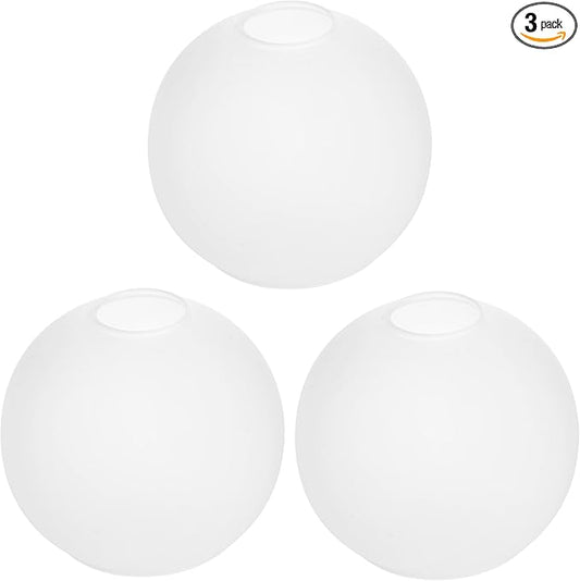3 Pack White Frost Glass Shade Replacements, Globe Glass Lamp Shade Covers for Light Fixtures, 1.65 Inch Fitter Globes Lampshades for Wall Sconces Chandelier Pendant Lights Bath Vanity Lights