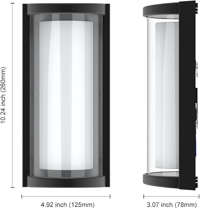 Sytmhoe Modern Outdoor Wall Lights,Exterior Wall Sconce Lighting Fixtures,LED Wall Mounted Lamps,Matte Black Porch&Patio Light,IP65 Waterproof for Hallway Stairs Gardens(6000k)