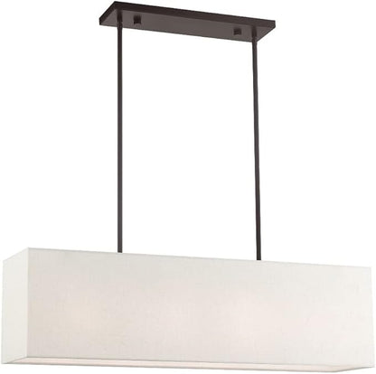 Livex 41155-91 Transitional Four Light Linear Chandelier from Summit Collection in Pwt, Nckl, B/S, Slvr. Finish, 36.00 inches, Brushed Nickel