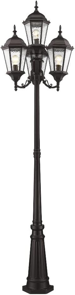 Livex Lighting 7557-07 Hamilton 4 Light Outdoor 4 Head Post, Bronze,25" x 24.5" x 28"