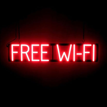 SpellBrite FREE WI-FI Sign | Cafe-Related Sign with Neon Look, Red LED Light Source | 30.7" x 6.3"