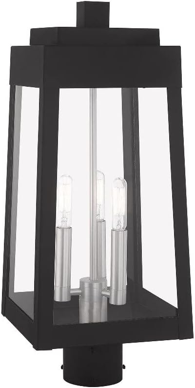 Livex Lighting 20856-04 Oslo - 20.38" Three Light Outdoor Post Top Lantern, Black Finish with Clear Glass