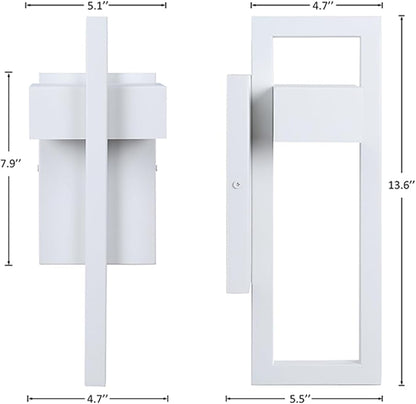 LamQee Outdoor Wall Lights Modern Exterior Lighting Fixtures, 3000K Integrated LED Outdoor Wall Sconce Lighting 2 Packs, Matte White Outside Wall Mount Lights for House Front Door Porch Garage Patio