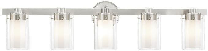 Livex Lighting 15455-91 Manhattan 5-Light Bath Light, Brushed Nickel, 35.5 x 6 x 8.75