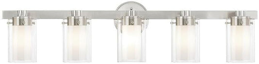 Livex Lighting 15455-91 Manhattan 5-Light Bath Light, Brushed Nickel, 35.5 x 6 x 8.75