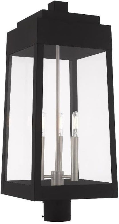 Livex Lighting 20859-04 Oslo - 24.75" Three Light Outdoor Post Top Lantern, Black Finish with Clear Glass