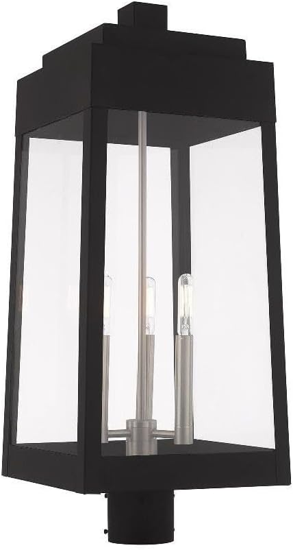 Livex Lighting 20859-04 Oslo - 24.75" Three Light Outdoor Post Top Lantern, Black Finish with Clear Glass