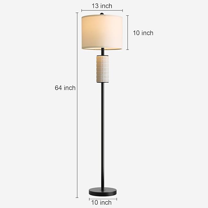 PoKat Black Standing Lamps for Living Room, 64" Farmhouse Floor Lamps for Bedroom, Tall Floor Lamps for Living Room Dinning Reading Home Office, Nursery, Rotary Switch, Matte Black