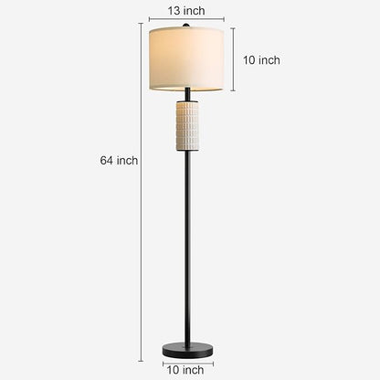 PoKat Black Standing Lamps for Living Room, 64" Farmhouse Floor Lamps for Bedroom, Tall Floor Lamps for Living Room Dinning Reading Home Office, Nursery, Rotary Switch, Matte Black