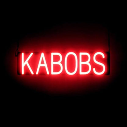 SpellBrite KABOBS Sign | Restaurant-Related Sign with Neon Look, Red LED Light | 24.7" x 6.3"