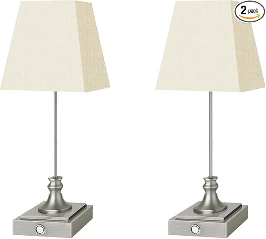 Rechargeable LED Table Lamps with Stepless Touch Control,Sliver Cordless Lamp for Living Room&Bedside&Patio&Shower,Small Desk Lamp(6000mAH Battery),2 Pack for Home Decor,Best Gifts for Family