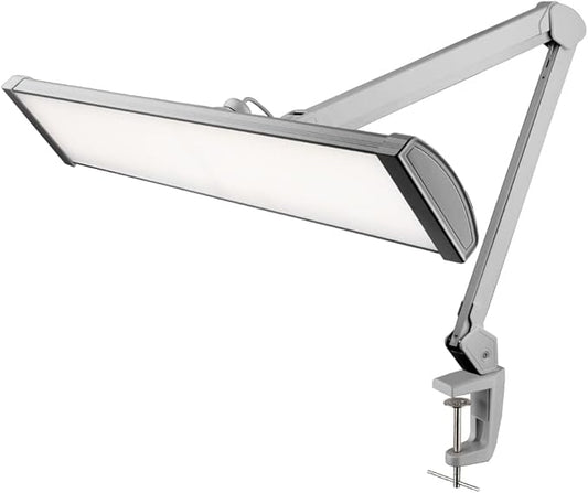 Neatfi Ultra 3,500 Lumen LED Desk Lamp, Color Correlated Temperature, 3 Light Modes, Dimmable, 45W, 26 Inch Wide Metal Shade, 540 SMD LEDs (CCT with Clamp, Silver)