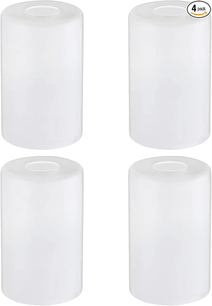 White Frosted Glass Shade Replacements - 4 Pack Elegant Cylinder Glass Globe Shades with 1-5/8-inch Fitter for Pendant, Chandelier, Wall Sconces