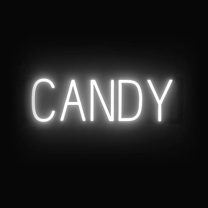 SpellBrite CANDY Sign | Treat-Related Sign with Neon Look, White LED Light Source | 21.7" x 6.3"