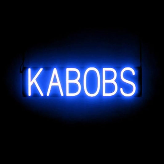 SpellBrite KABOBS Sign | Restaurant-Related Sign with Neon Look, Blue LED Light | 24.7" x 6.3"