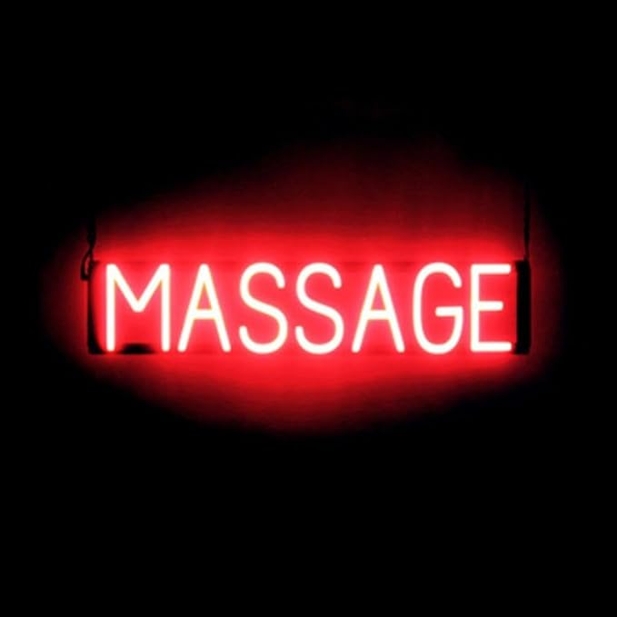 SpellBrite MASSAGE Sign | Beauty-Related Sign with Neon Look, Red LED Light Source | 29.6" x 6.3"