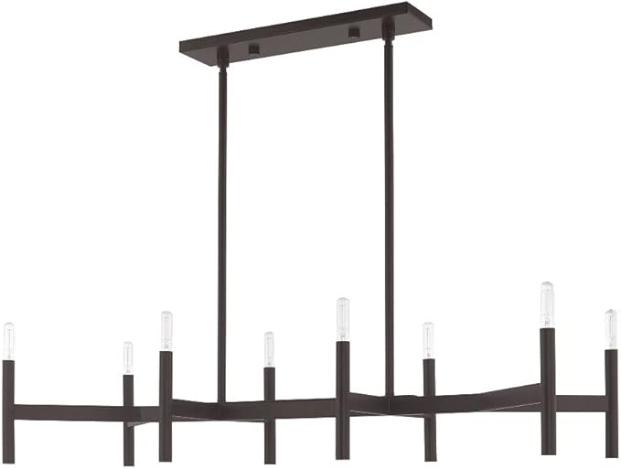 Livex Lighting 51178-91 Copenhagen - Eight Light Linear Chandelier, Brushed Nickel Finish, 19.00x40.00x15.00