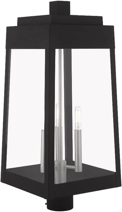 Livex Lighting 20859-04 Oslo - 24.75" Three Light Outdoor Post Top Lantern, Black Finish with Clear Glass