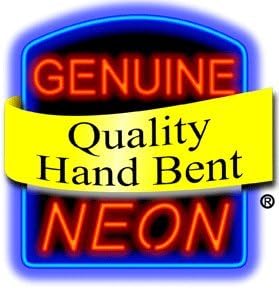 Open with Scissors Border Neon Sign - Large Size - 32" wide x 16" high - Real, Quality Hand Bent Neon Sign - Red Letters with Green Scissors and Border Design