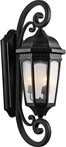 Kichler Courtyard 40.50" 3 Light Outdoor Wall Light with Clear Seeded Glass in Textured Black