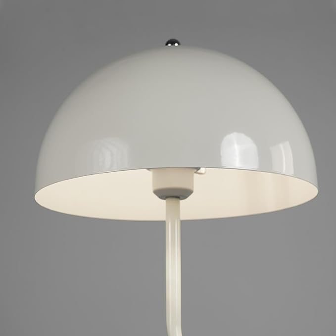 Unique Floor Lamp Metal Dome Shade Modern Floor Light Cute Mush-Room Standing Floor Lamp Tall White Lamp with Foot Switch and Iron Shade