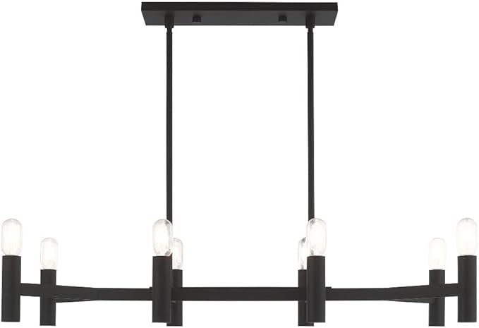 Livex Lighting 51138-91 Copenhagen - Eight Light Linear Chandelier, Brushed Nickel Finish