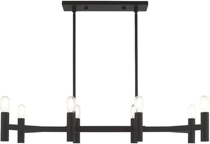 Livex Lighting 51138-91 Copenhagen - Eight Light Linear Chandelier, Brushed Nickel Finish