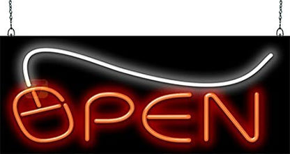 Computer Mouse Neon Open Sign