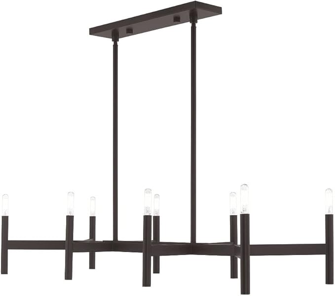 Livex Lighting 51178-91 Copenhagen - Eight Light Linear Chandelier, Brushed Nickel Finish, 19.00x40.00x15.00