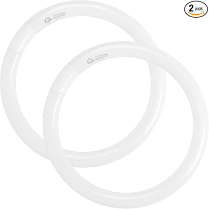 FC12T9/CW 32W Cool White Circular Light Bulbs, 12 inch Round T9 32 Watts FC12T9/841 4100K Circline Fluorescent Bulb, Replacement Kitchen and Bath Circle Light Bulb, G10q 4 Pin Prong, 2 Pack