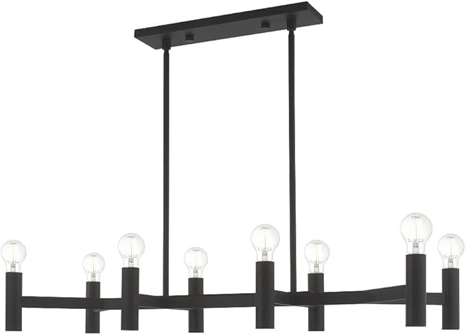 Livex Lighting 51138-91 Copenhagen - Eight Light Linear Chandelier, Brushed Nickel Finish