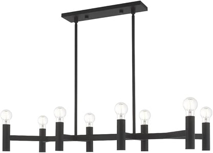 Livex Lighting 51138-91 Copenhagen - Eight Light Linear Chandelier, Brushed Nickel Finish