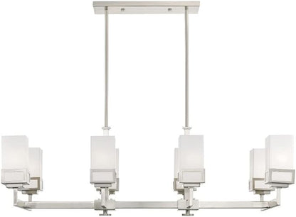 Livex Lighting 40198-91 Harding 8 Light Linear Chandelier, 44" x 17.75" x 20.5", Brushed Nickel