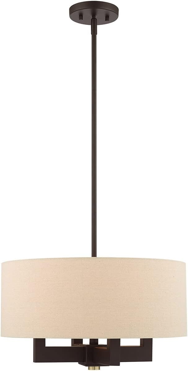 Livex Lighting 46164-07 4 Light Bronze Chandelier, Bronze W/Antique Brass Accents