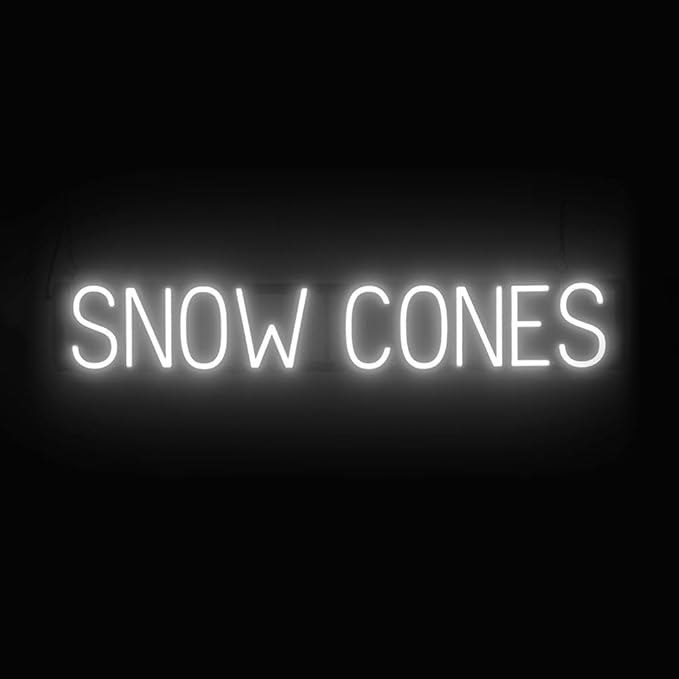 SpellBrite SNOW CONES Sign | Treat-Related Sign with Neon Look, White LED Light Source | 39.7" x 6.3"