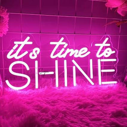 It Is Time To Shine Neon Led Sign Room Wall Decor LED Night Lights Sign USB Home Bedroom Party Bar Decoration Neon Lamps Size:45x21.5CM