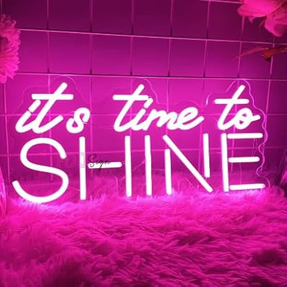 It Is Time To Shine Neon Led Sign Room Wall Decor LED Night Lights Sign USB Home Bedroom Party Bar Decoration Neon Lamps Size:45x21.5CM