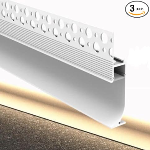Besseto White Baseboard LED Aluminum Channel,3 x 2m Toe Kick LED Strip Light Aluminum Channel Profile Skirtingboard Baseboard Light for Living Room Bedroom Kitchen Home Theater(White 3Pack 2M 6.6ft)