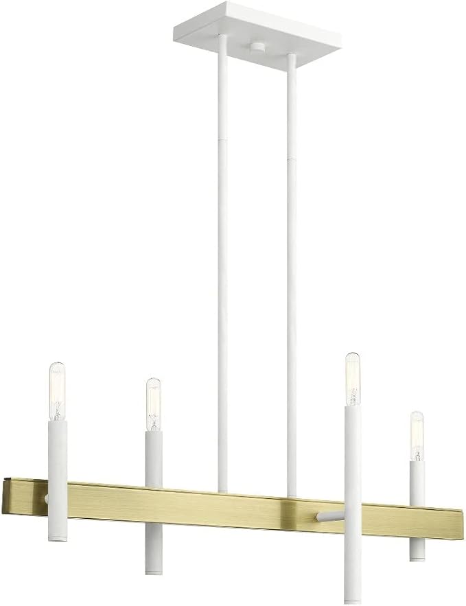 Livex Lighting 49334-03 Chandelier, White W/Antique Brass Accents