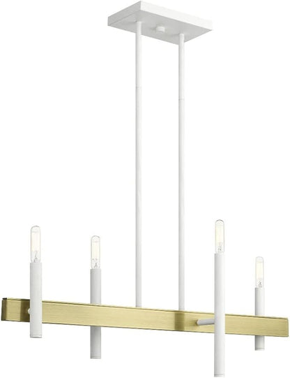 Livex Lighting 49334-03 Chandelier, White W/Antique Brass Accents