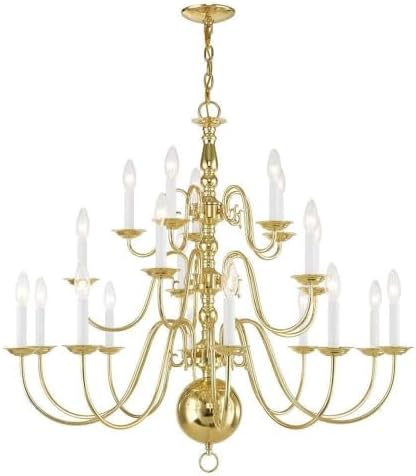 Livex Lighting 5019-02 Williamsburgh 20-Light Chandelier, Polished Brass, 33" x 1" x 33"