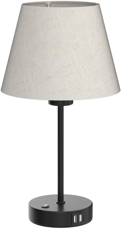 Table Lamp, Bedside Lamp Set of 2 with Dual USB Charging Ports, Modern Nightstand Light Perfect for Bedroom, Living Room, Study Room