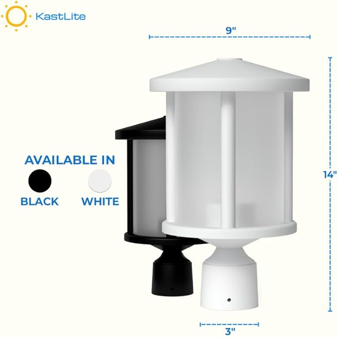 KASTLITE Outdoor Post Light Fixture, Fits 3" Lamp Post Outdoor Lighting - Anti-Rust Waterproof Lantern Pole Light, E26 Base - Yard Pathway Driveway Patio Deck Fence & Street Lighting