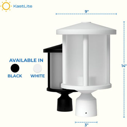 KASTLITE Outdoor Post Light Fixture, Fits 3" Lamp Post Outdoor Lighting - Anti-Rust Waterproof Lantern Pole Light, E26 Base - Yard Pathway Driveway Patio Deck Fence & Street Lighting