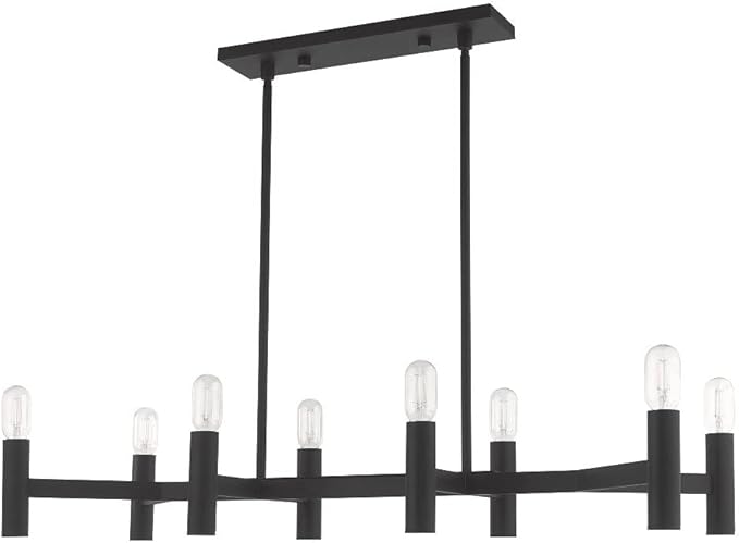 Livex Lighting 51138-91 Copenhagen - Eight Light Linear Chandelier, Brushed Nickel Finish