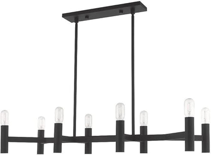 Livex Lighting 51138-91 Copenhagen - Eight Light Linear Chandelier, Brushed Nickel Finish