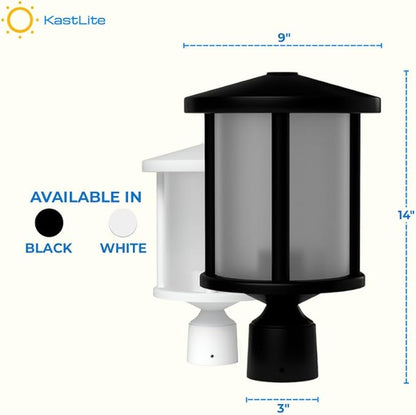 KASTLITE Outdoor Post Light Fixture, Fits 3" Lamp Post Outdoor Lighting - Anti-Rust Waterproof Lantern Pole Light, E26 Base - Yard Pathway Driveway Patio Deck Fence & Street Lighting